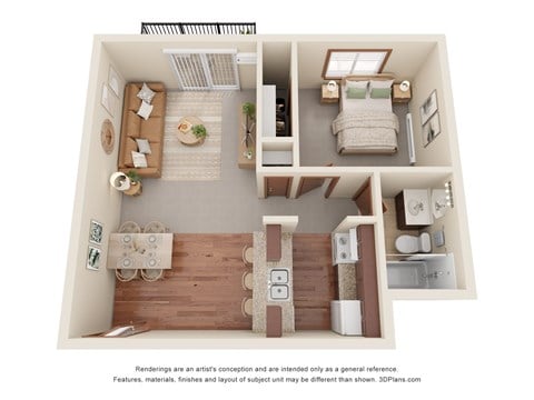 Floor plan for 1 bed, 1 bath, 600 sqft